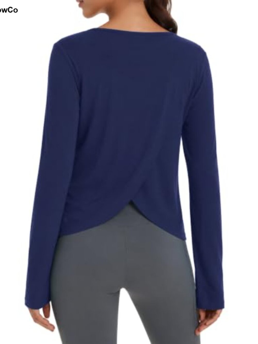 Long Sleeve Open Back Workout Top with Thumb Holes